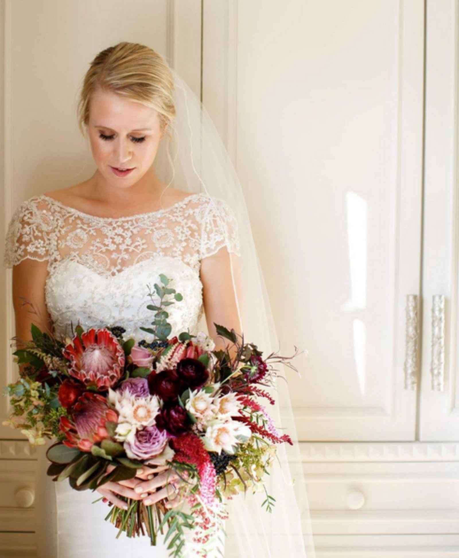 bride with her bouquet