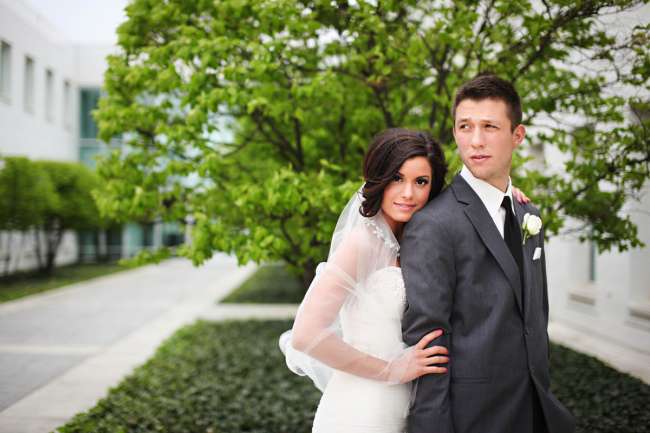 Bride & Groom in Courtyard
