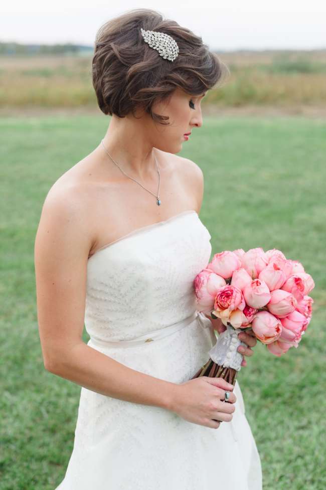 Unique Strapless Gown & Crystal Hair Clip