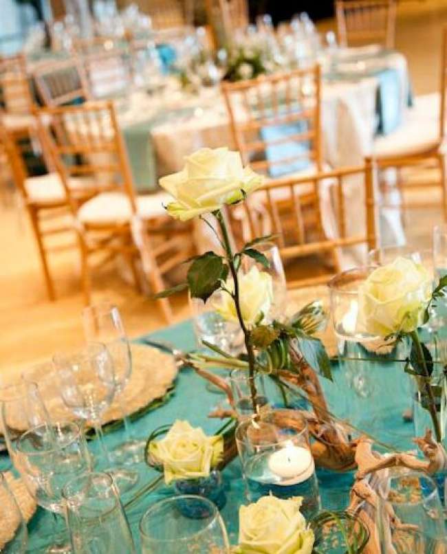 Single Rose Centerpiece With Driftwood Accents