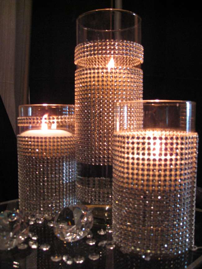 Rhinestone Candle Centerpieces