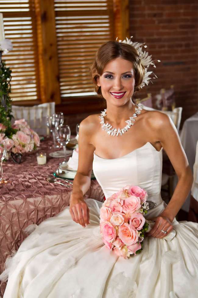 Bride Holding a Pink Bouquet
