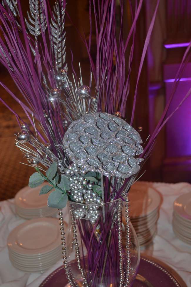 Purple & Silver Centerpiece