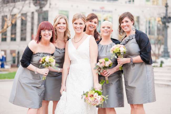 Bride With Bridesmaids in Cardigans