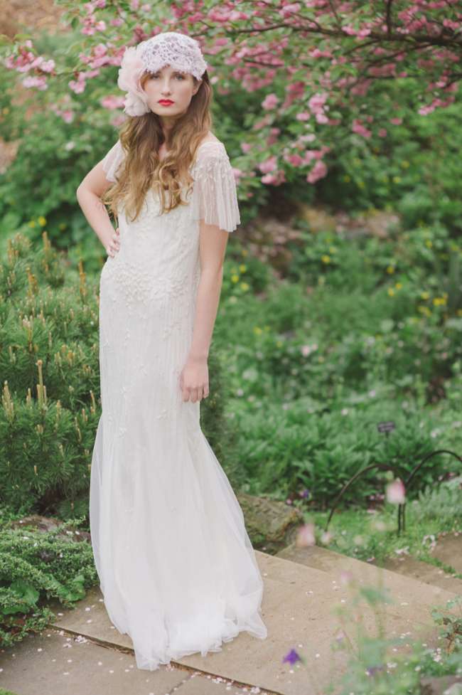 Vintage gown on bride
