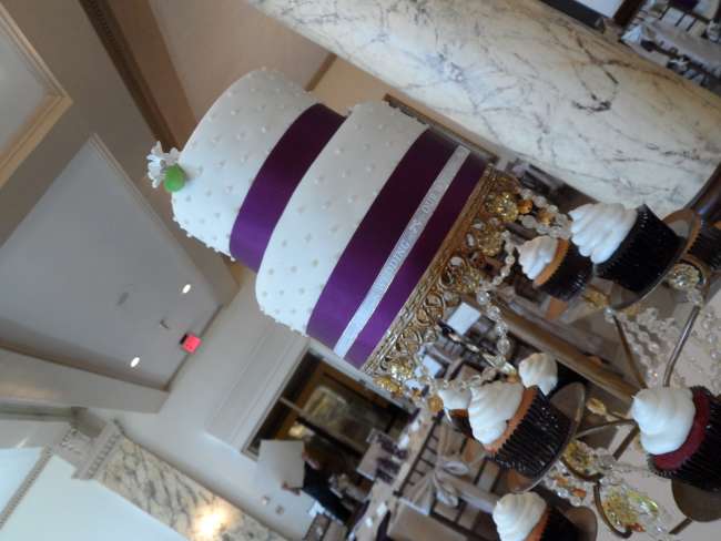 Purple and Dotted Swiss Cake