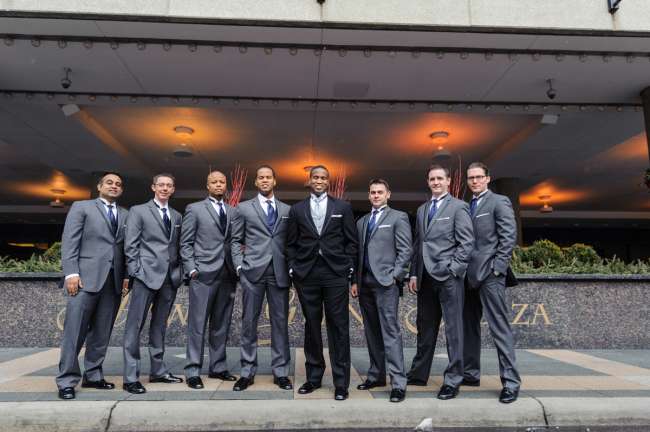 Groom & Groomsmen in Black, Gray & Blue