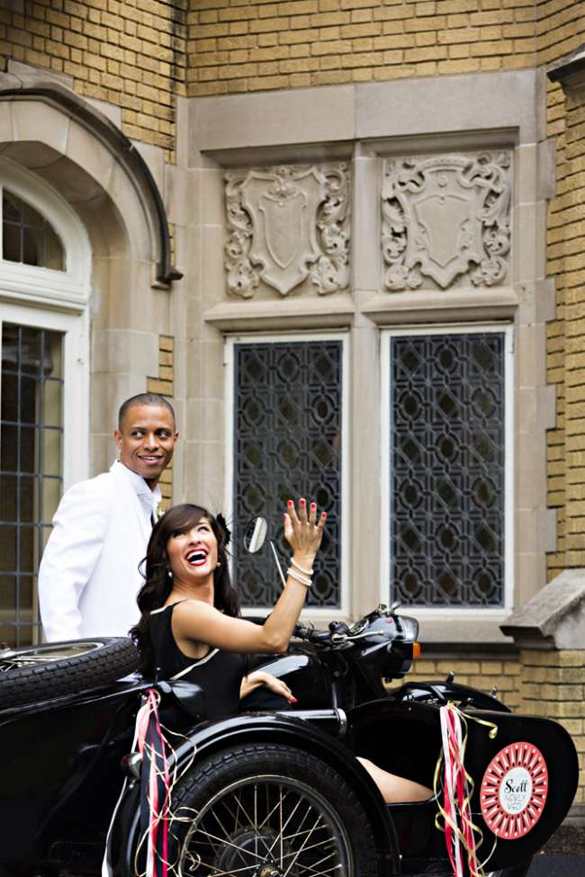 Bride and groom send off