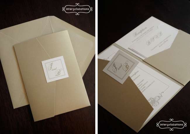 Gold Leaf Pocketfold Invitations
