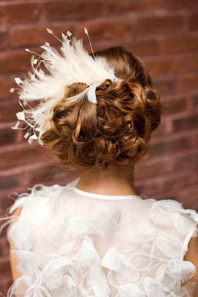 Updo with Feather Hairpiece