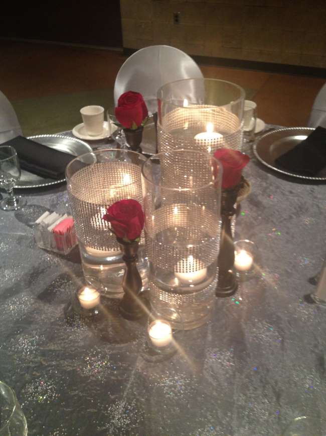 Rose & Rhinestone Vase Centerpieces