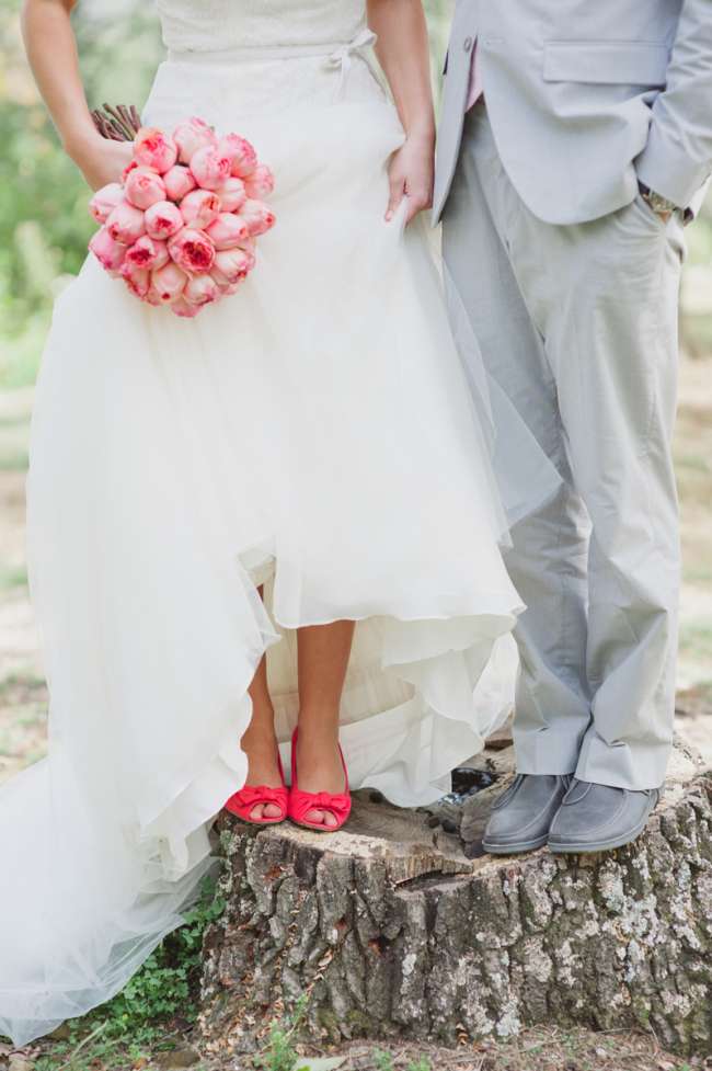 Bride & Groom's Shoes in Their Wedding Colors
