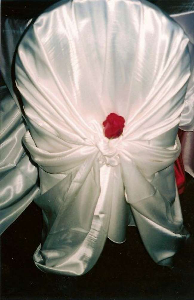 White Chair Cover With Red Rose