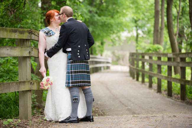 Bride & Groom In Kilt & Sash