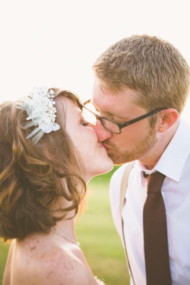 Bride & Groom Share a Kiss