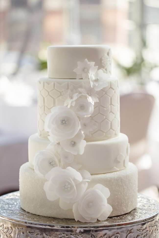 White, Four-Tiered Modern Cake
