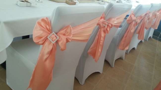 Peach Chair Sashes With Crystal Accent