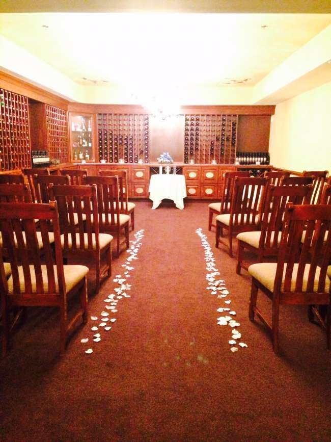Before the Ceremony in the Wine Cellar
