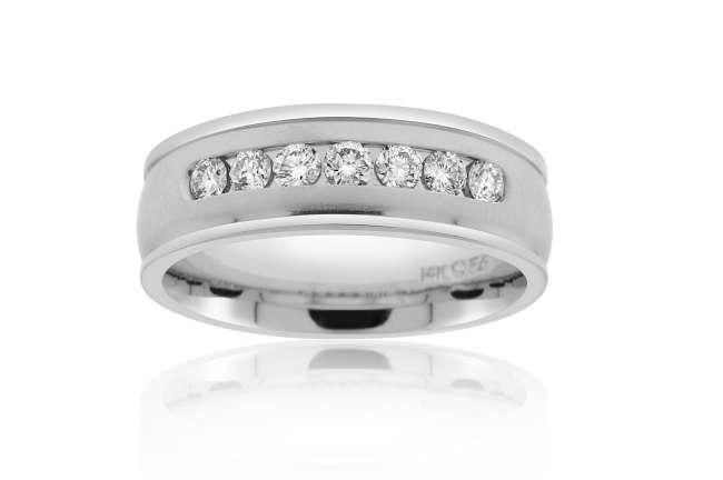 Wedding Band with Inset Diamonds