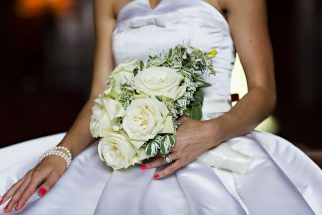 Beautiful jewelry along with floral bouquet