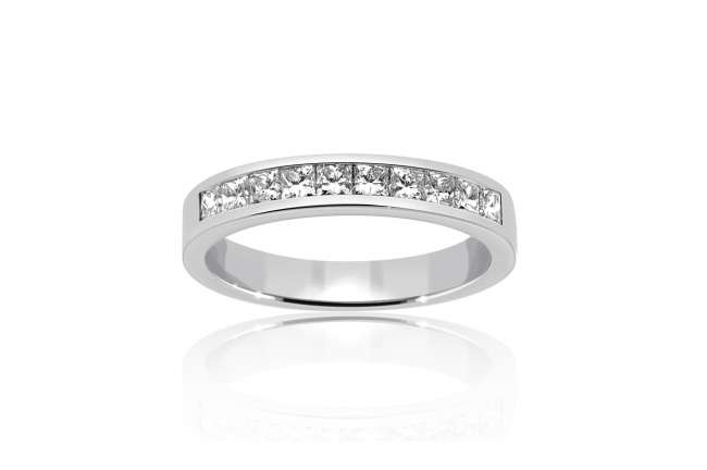Wedding Band with Inset Diamonds