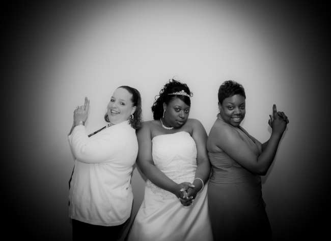 Bride Posing With Her Bridesmaids