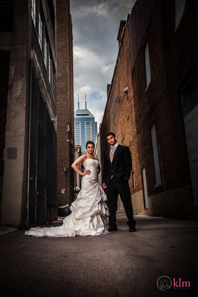 Bride & Groom in Indianapolis Alley