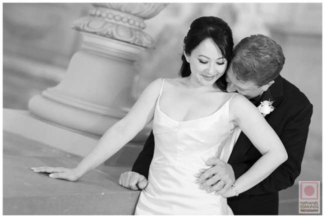 Groom Embraces Bride