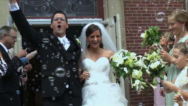 Couple leaving church