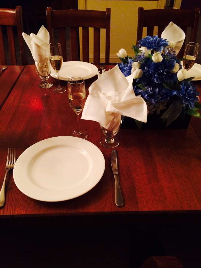 Reception Dinner Set in the Wine Cellar