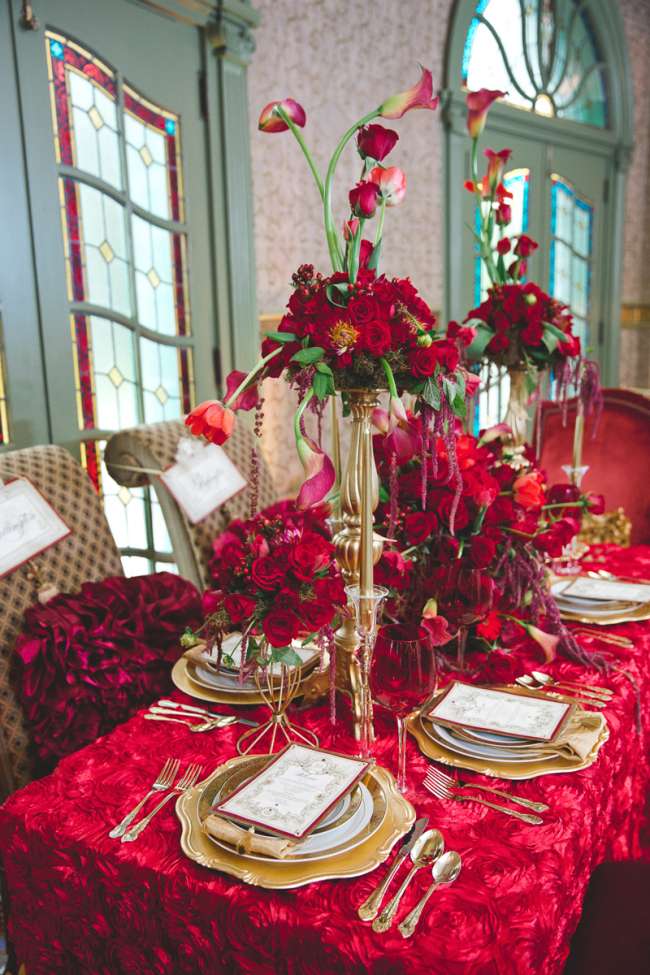 Red and gold tablescape