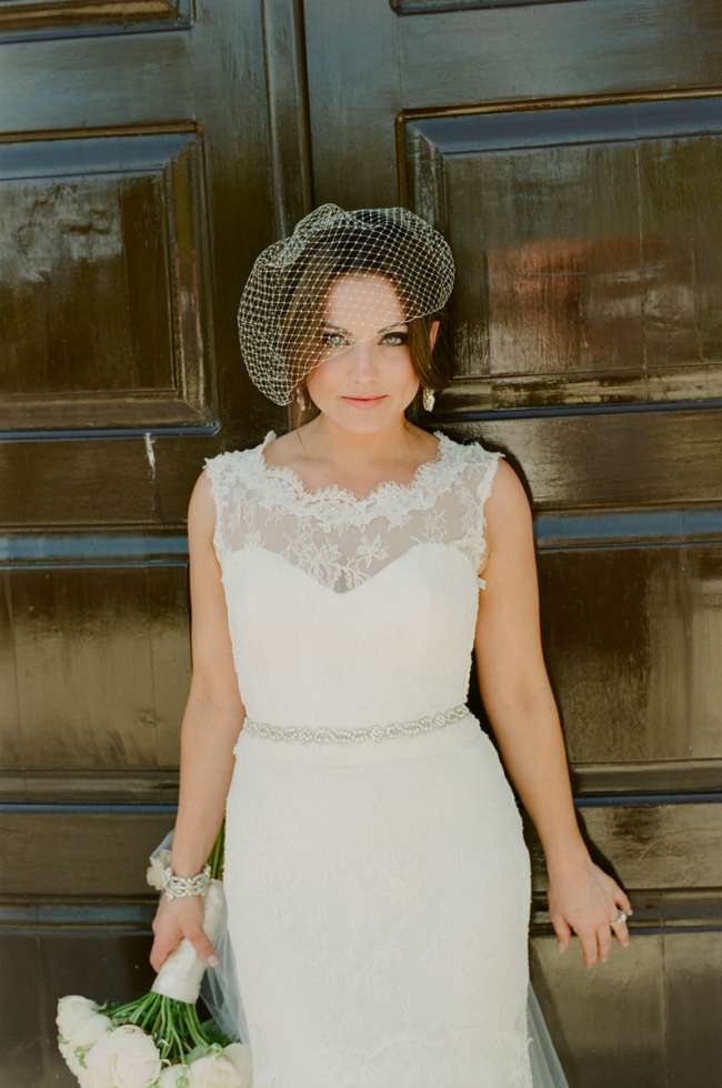 Vintage Bride in Front of Doors