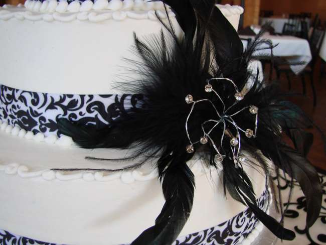 Black and White Cake With Feather