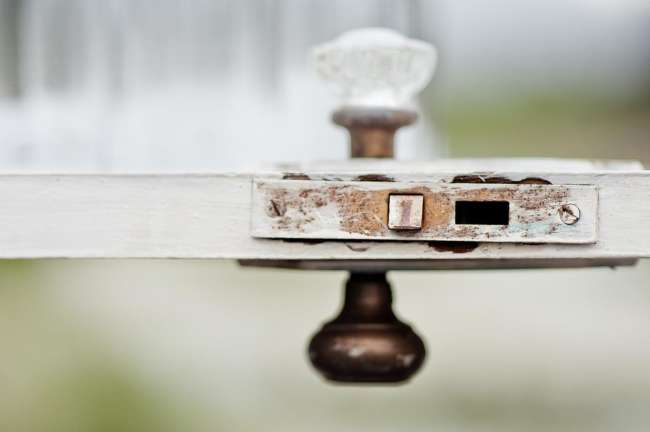 Distressed Door Used as Table