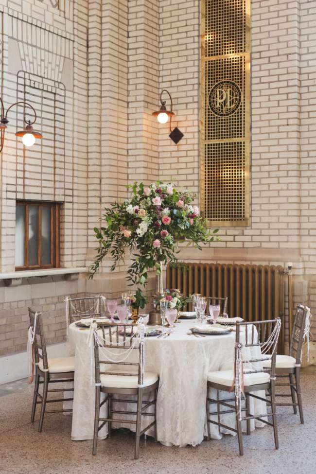 Delicate, Vintage Tablescape in Train Station