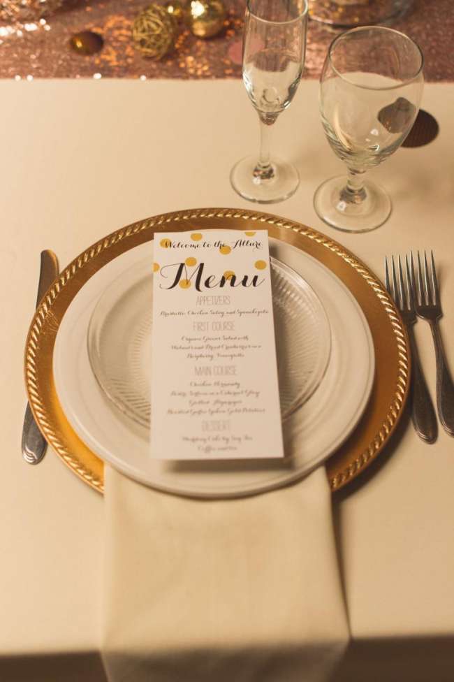 Gold Polka Dot Menu