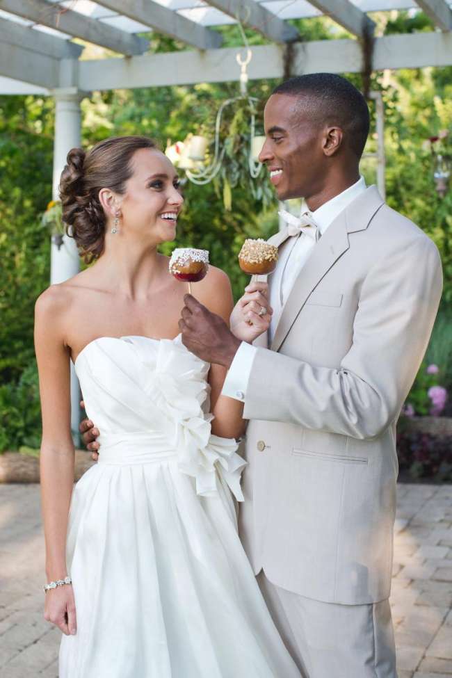 Bride & Groom With Caramel Apples