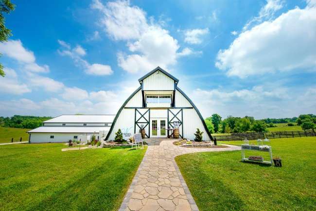 Front view of The Loft Hoop Barn