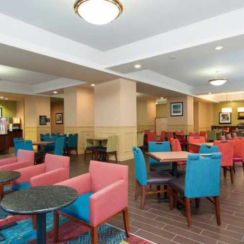 With views of the city our breakfast area is a fun place to gather in the evenings. And of course, your guests will enjoy our free hot breakfast daily!