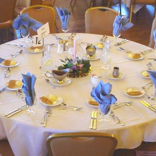 Palais Royale reception table with blue napkins